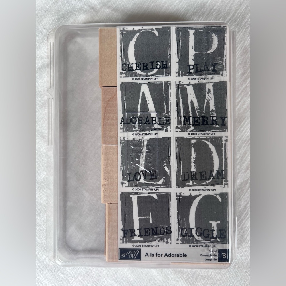 Stampin' Up! 2006 *RETIRED* "A Is For Adorable" Wood & Rubber Stamp Set NEW